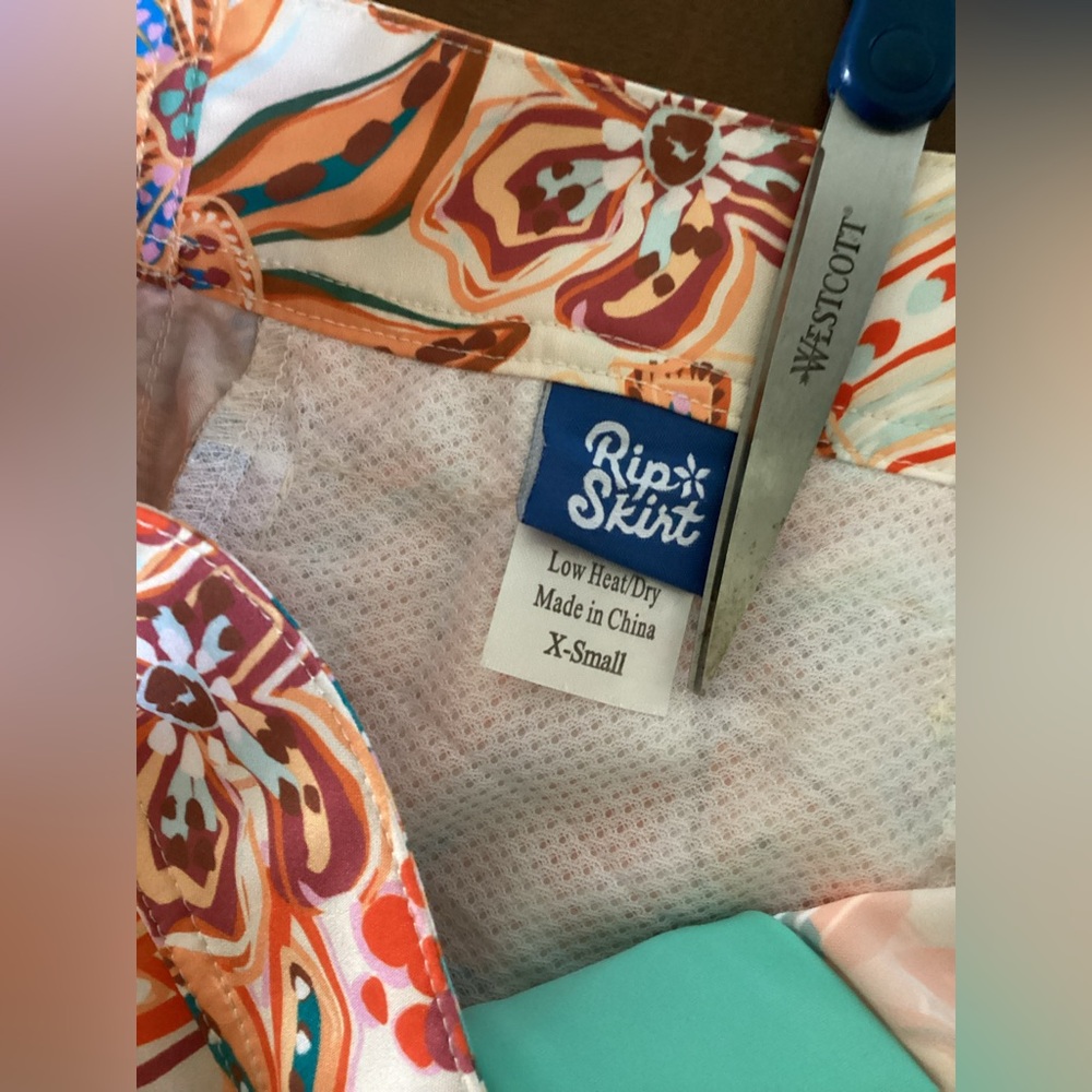 Rip Skirt orange floral XS X Small tropical print - Picture 5 of 6